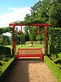 Eyrignac Manor-red bench.JPG