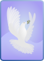 Peace dove holding an olive branch in its beak at flight.svg