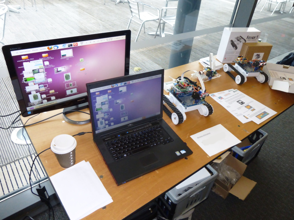 The laptop used to control the robot