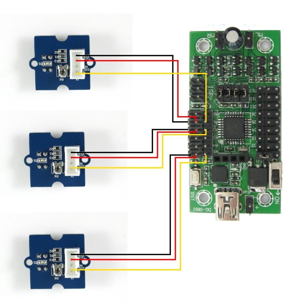 One possible way of attaching line sensors