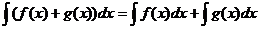 integral(f(x)+g(x))*dx = integral(f(x)*dx) + integral(g(x)*dx)