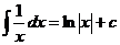 integral(1/x*dx) = ln(abs(x)) + c