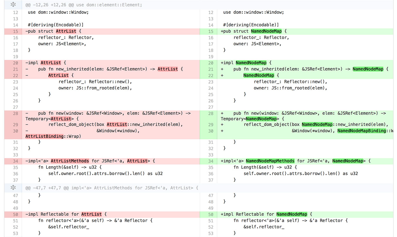 New highlighting in split diff